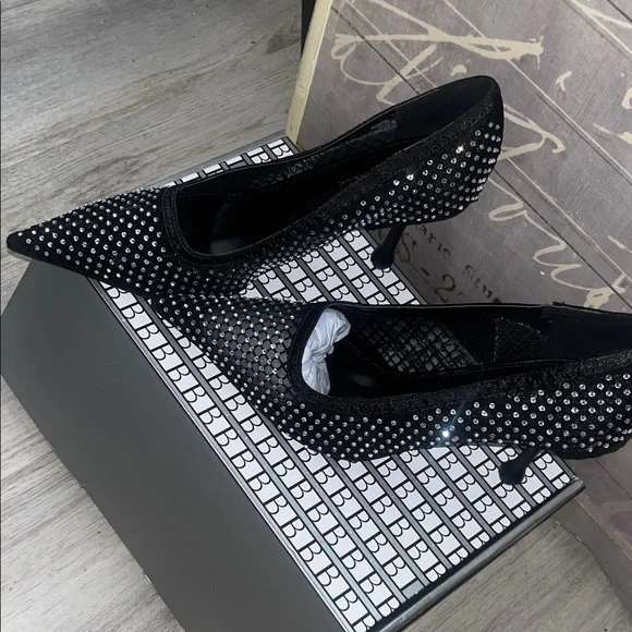 Chic Black Studded Heels - Picture 3 of 8